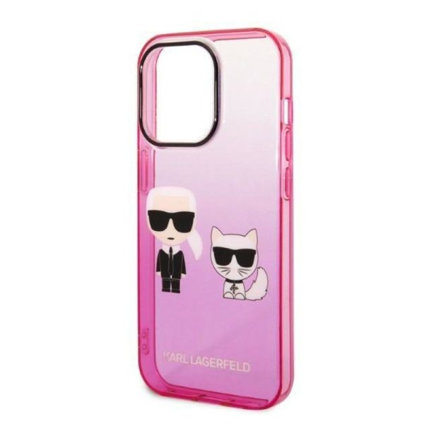 Maska Karl Lagerfeld iPhone 14 Gradient Ikonik Karl & Choupette Roza - Slika 2
