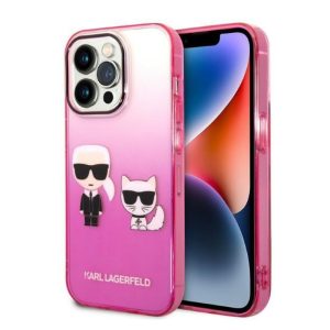 Maska Karl Lagerfeld iPhone 14 Gradient Ikonik Karl & Choupette Roza