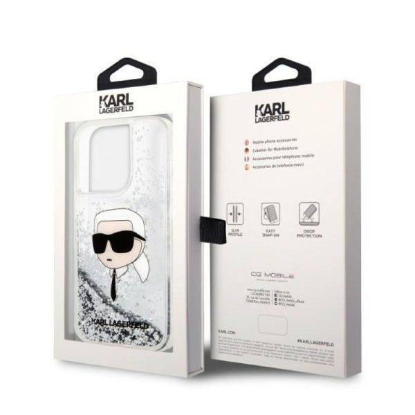 Maska Karl Lagerfeld iPhone 14 Pro Glitter Karl Head - Slika 3