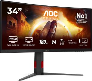 86 36 cm (34)  UWQHD   3440 x 1440  180 Hz  1ms  2500:1   80000000:1  300 cd m²  178° 178°  Mat  2x HDMI  1x DisplayPort  1x VGA  1x USB-C  4x USB  1x Audio